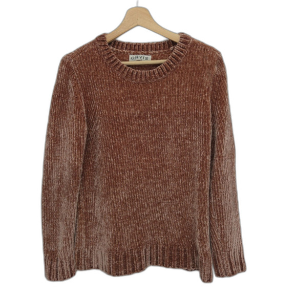 Orvis Sweaters - Orvis Womens Chenille Crewneck Sweater Plush Dusty Rose Size Small
